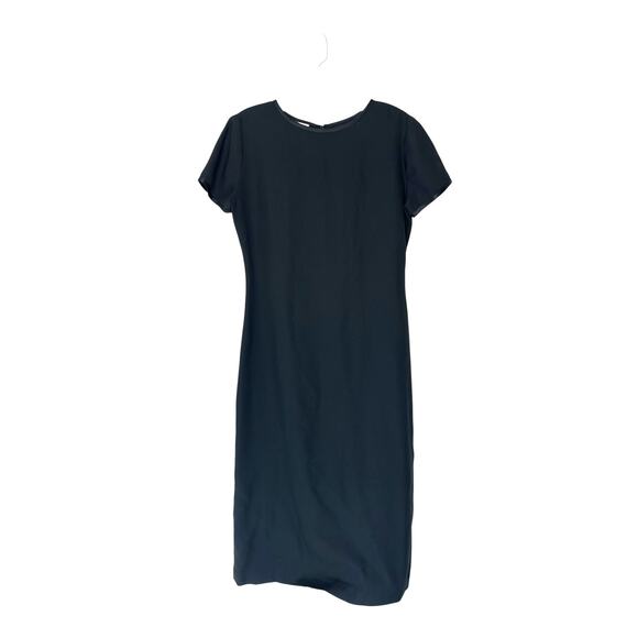 Lynn Lugo Dress Black Basic Classic Classy Short Sleeve Work Office Midi Size 2 - Picture 1 of 12